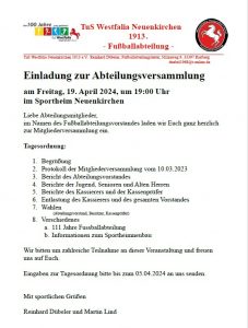 Read more about the article Einladung zur Abteilungsversammlung „Fussball“