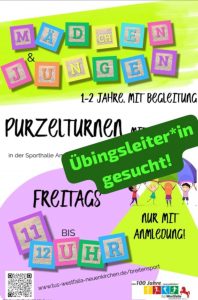 Mehr über den Artikel erfahren Übungsleiter*in für bestehende Purzelturngruppe gesucht!