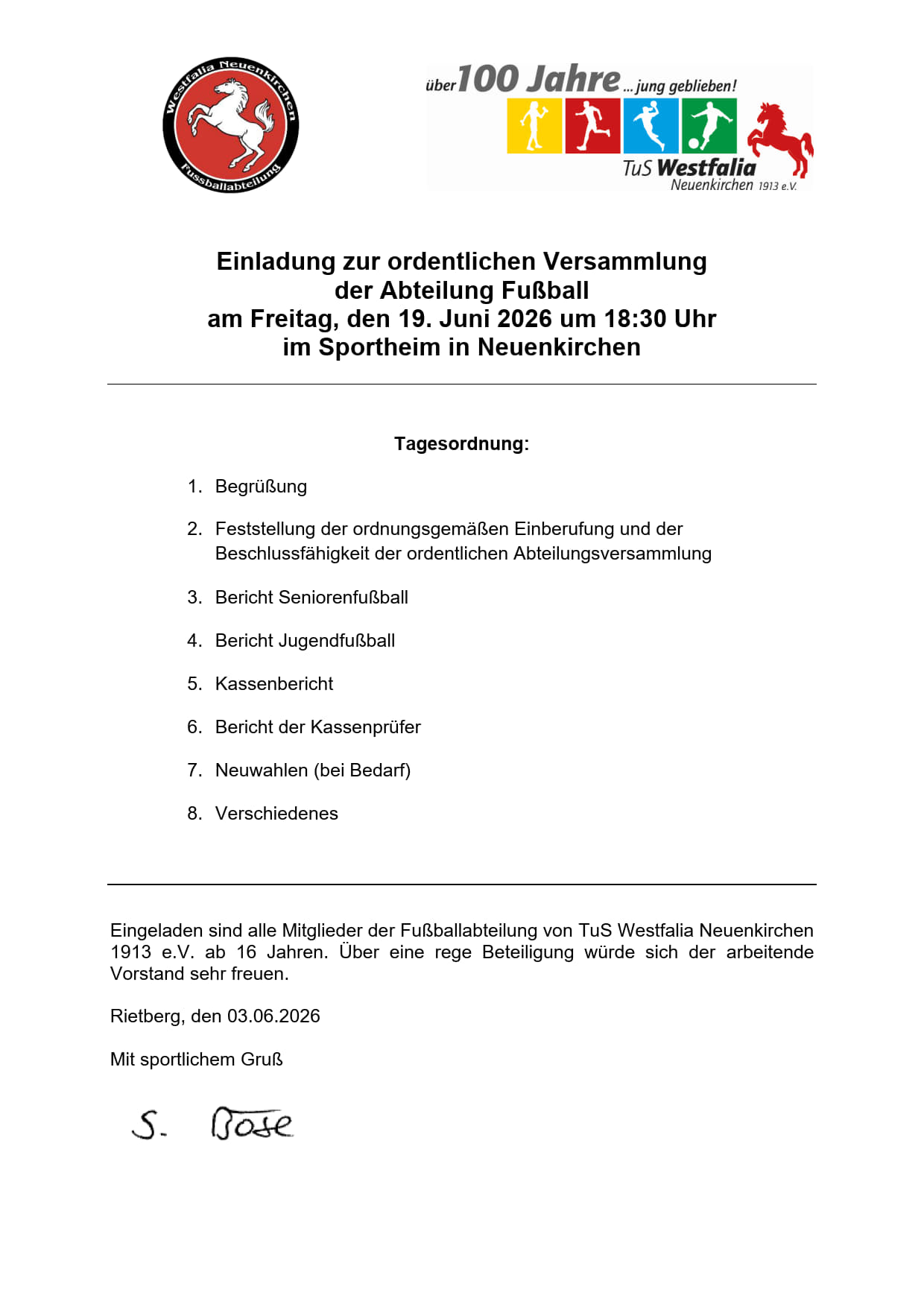 Du betrachtest gerade Einladung zur Mitgliederversammlung der Abteilung Fußball 2026